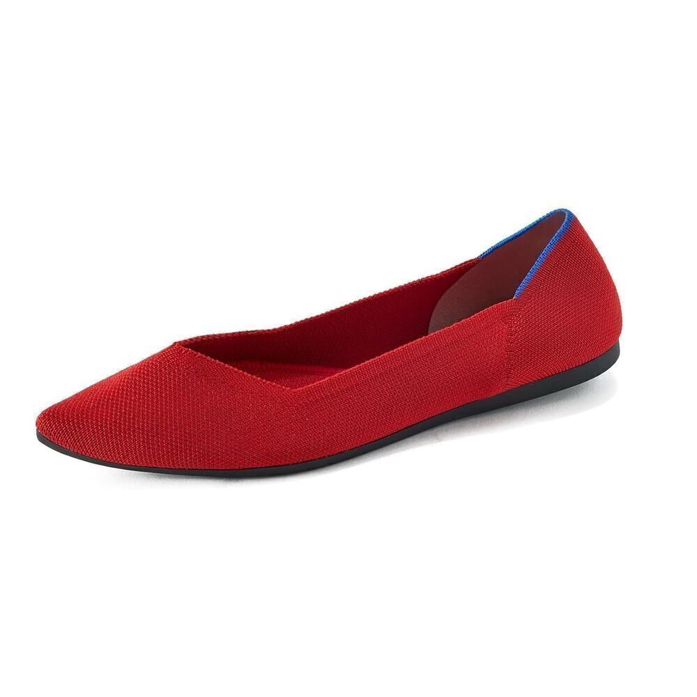 Rothy's The Point Ballet Flat Knit Fabric Size W8 Red Pointed Toe
